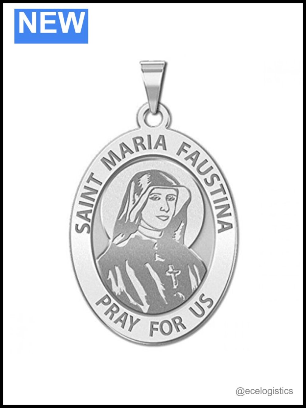 Saint Faustina Religious Medal Silver 1/2 x 2/3 Inch Catholic Pendant
